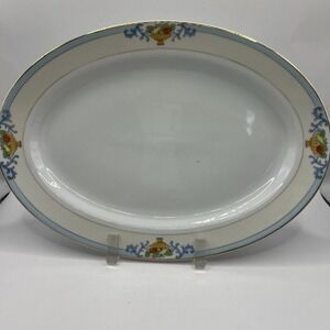 Vintage Hand Painted Platter Fruit Basket Gold Trim 11 3/4" Meito China Japan